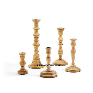 Natural <b>Wooden</b> <b>Candle</b> <b>Holders</b> for Farmhouse <b>Pillar</b> for Table Top Home Decor Set Of 5 <b>Candles</b> <b>Holders</b> - Product Image 1