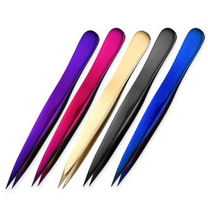 Professional eyebrow plucking tweezers facial hair Needle <b>pointed</b> tweezers Stainless Steel <b>Pointed</b> Eyebrow Tweezers Custom Color - Product Image 1