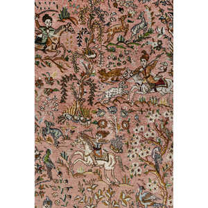 Alfombra de Seda Anudada a Mano Gulmarg, Diseño Floral Rojo y Naranja, Rectangular, para Sala de Estar, Modelo Puzzle-Pae-6436 - Product Image 3