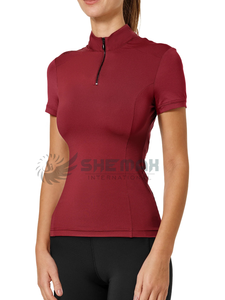 Blusa de espectáculo para montar a caballo, camisa de mujer, tela elástica ajustada, elegante, ligera, transpirable, ropa de competición ecuestre - Product Image 4