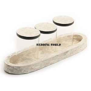 Pot de bonbons en acrylique de table avec plateau en nacre Serveur de noix fait main de haute qualité Pot de fruits secs en gros élégant classique - Product Image 2