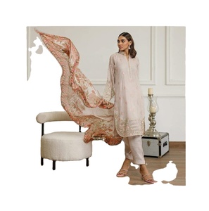 Nouvelle robe chemise brodée en soie et rayonne pour femmes manches longues pakistanaise Shalwar Kameez pour les fêtes et les mariages Style indien - Product Image 2