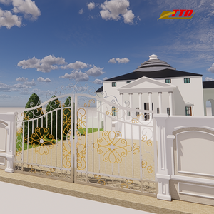 Portail décoratif durable en fer forgé pour le jardin ou l'allée avec design personnalisé et panneau à volutes en métal classique - Product Image 5