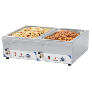 GN 1/1 Double Bain-Marie with 100 mm <b>Drain</b> Taps Premium Double Boiler - Product Image 1