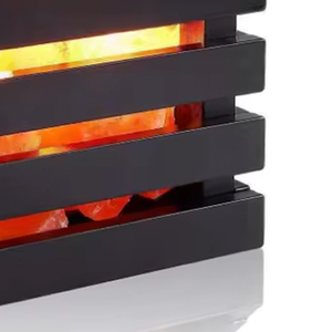 โคมไฟตะกร้าไม้เกลือหิมาลายันสีชมพูพร้อมตะกร้าไม้ - Product Image 2