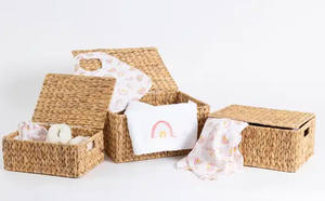 Haute qualité 100% naturel jonc de mer tissé panier jacinthe d'eau panier de rangement rectangulaire meilleur prix Vietnam ménage stockage - Product Image 4