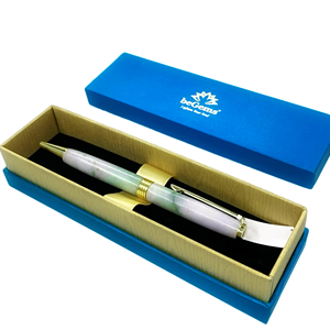 Nuevo Bolígrafo de Piedra Preciosa de Moda 2025, Bolígrafo de Piedra Verde con Vetas de Mármol Blanco beGems, Bolígrafo de Piedra Preciosa Premium para Uso Comercial - Product Image 3