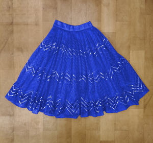 Traditional <b>Blue</b> Zigzag <b>Sequin</b> Lehenga Choli Girls Shoryam Fashion | Designer White Frill Sleeve <b>Top</b> Floor-Length Party Wedding - Product Image 3