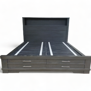 Lit américain King-Size de luxe en bois massif avec tiroirs Mobilier de chambre à coucher royal rustique Rangement moderne Lits en bois pour hôtels - Product Image 5