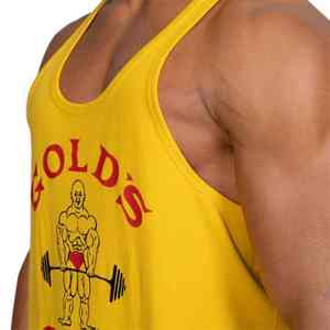 Camiseta sin mangas con tirantes de culturismo para hombre dorado | Chaleco de gimnasio de algodón orgánico | Camiseta de entrenamiento sin mangas 2025 Muscle Fit Training Tank Top - Product Image 5