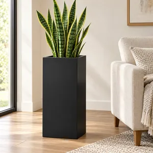 Jardinière carrée haute en fibre de verre Fida - Product Image 3