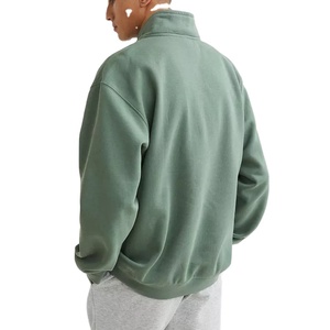 Oem Custom Plain Hoodies Cotton Men <b>Jumper</b> 14 Zip <b>Pullover</b> Green Blank Quarter Zip Sweatshirt Hoodies - Product Image 5