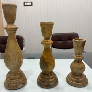 Candelabro de Madera Natural para Mesa, Portavelas de Madera, Decoración para Eventos, Fiestas, Bodas y Navidad en Oferta - Product Image 1