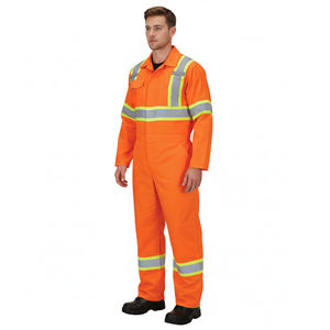 <b>High</b> Quantity Reflective Hi <b>Vis</b> Safety Workwear Overall Men's ANSI Class 2 Solid Color LED Flash Coverall Polyester suits - Product Image 5