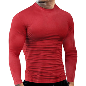 Camisas de manga larga de compresión atlética con cuello redondo para hombre de alta calidad, camiseta atlética de secado rápido ajustada para entrenamiento de gimnasio - Product Image 4