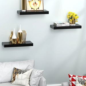 Étagères murales flottantes en bois classique noir étagère de rangement murale pour la maison hôtels salon cuisine décor fabriqué en inde 2023 - Product Image 2