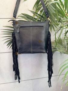 Handtooled Sculpture Cuir Frange Grande Capacité Sangle Réglable Sac À Bandoulière Nouveau Designer Bohème Élégant À La Main Peau De Vache - Product Image 3