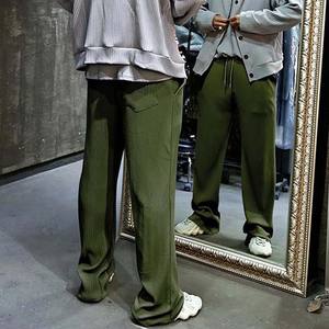 Pantalon décontracté pour homme en tricot côtelé, respirant, lourd, taille élastique, plissé devant, coupe ample, taille mi-haute, tendance - Product Image 3