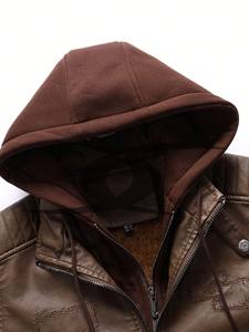 Veste en cuir à capuche marron d'hiver pour hommes la plus vendue meilleure qualité matériau respirant imperméable service OEM disponible coton - Product Image 3