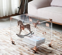 Fabricant usine fournisseur OEM personnalisé table basse moderne en acrylique transparent avec coffre table d'appoint en acrylique