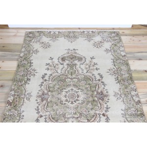 พรมวินเทจขนาด 3.9x6.6 ฟุต ลายดอกไม้สีเบจ สไตล์ตุรกี - Product Image 4