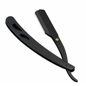 Maquinilla de afeitar recta de una sola hoja profesional, herramientas de peluquero y cuchillo de afeitar plegable negro mate - Product Image 3