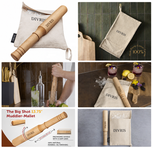 DIVRIS DR-3803 Wood Cocktail Muddler Handmade Durable Portable Modern Eco-Friendly <b>Bar</b> <b>Tool</b> for Mixing Drinks - Product Image 4