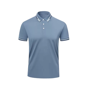 Nouveau design de polos en polyester avec logo personnalisé, couleur grise unie, uniforme, polo de golf en spandex pour hommes - Product Image 1