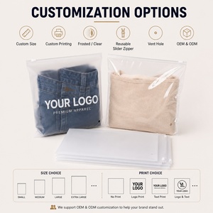 <span class=keywords><strong>Bolsas</strong></span> de plástico esmeriladas para <span class=keywords><strong>ropa</strong></span>, embalaje personalizado con logotipo impreso, autosellado, para camisa, <span class=keywords><strong>ropa</strong></span>, cierre de cremallera transparente - Product Image 2