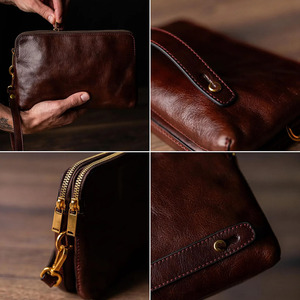 Bolso de Mano de Cuero Formal Táctico Premium para Exteriores, Diseño Elegante, Cierre de Cremallera Seguro, Organizador, Estilo para Viajes, Negocios y Uso Diario - Product Image 6