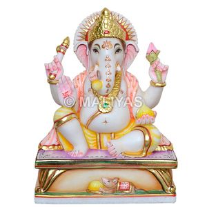 Ídolo de Ganesha de Mármol |   Murti de Ganesh de Mármol Hecho a Mano para el Hogar y el Templo - Product Image 1