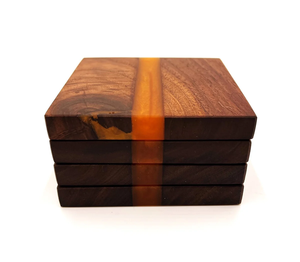 Dessous de verre carré en bois de résine époxy avec des cadeaux carrés de sable pour l'article décoratif de réchauffement de la maison - Product Image 3