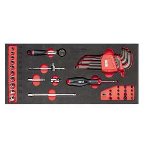 USAG 41-Piece 1/4'' <b>Socket</b> and Allen Keys Set in Two-Tone Foam Module <b>Ratchet</b> Tool Kit - Product Image 1