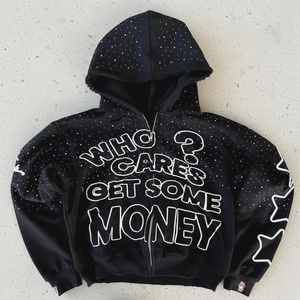 เสื้อมีฮู้ดผู้ชายแนวสตรีทผ้าคอตตอนโอเวอร์ไซส์ปักลาย - Product Image 1