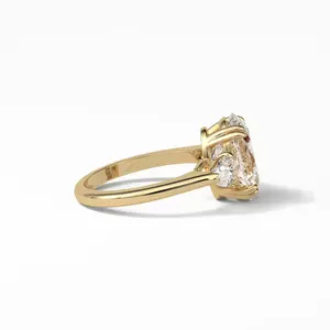 Anillo de moissanita de compromiso con forma de corazón chapado en oro blanco de fábrica directa con ajuste de pavé para mujeres y hombres a precio a granel - Product Image 4