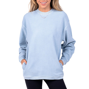 Sudadera de lana para mujer, sudaderas con capucha con hombros caídos y estampado personalizado al por mayor, sudaderas de cuello redondo de gran tamaño informales de calidad superior - Product Image 5