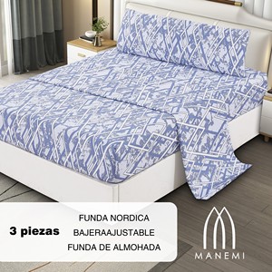 Ensemble de housse de couette moderne à motifs géométriques 100% coton, 3 pièces, avec drap-housse et taie d'oreiller, literie de luxe - Product Image 2