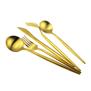 Ensemble de couverts en acier inoxydable de qualité supérieure, vente directe d'usine, finition dorée, style élégant/luxueux, polissage miroir - Maison - Product Image 4