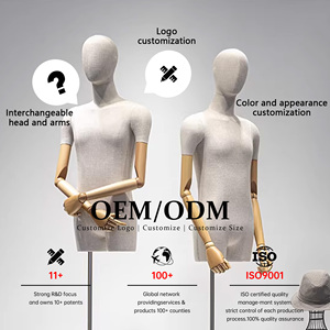 Mannequin Homme en Fibre de Verre Souple de Haute Qualité, Demi-Corps en Lin de Bambou, Tête et Bras Détachables, Pose Debout Beige, Support pour Couturiers - Product Image 3