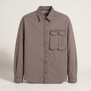 Chemise en coton et lyocell pour homme, manches longues, boutonnée, décontractée, style workwear, avec poche et col rabattu - Product Image 1