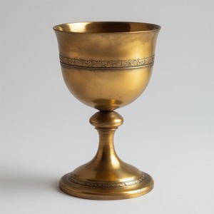 Cáliz de iglesia de pátina dorada hecha a mano con tallo tallado y base diseñada para servicio de vino ceremonial sagrado y decorativo - Product Image 3