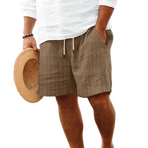 Pantalones cortos informales cómodos con cordón a rayas para hombre, cintura elástica transpirable, bolsillo de moda, estilo playero para recreación deportiva - Product Image 2
