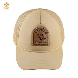 Casquettes à la mode en mousse de polyester Chapeaux de camionneur de conception de corde personnalisés à 5 panneaux Patch tissé Logo Casquettes de camionneur unisexes structurées - Product Image 2