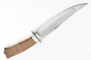 Vente chaude Meilleure Qualité San Mai En Acier Au Carbone Bowie Couteau Manche En Bois Chasse, Camping, Couteaux De Plein Air avec Gaine En Cuir - Product Image 3