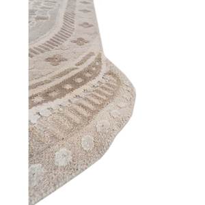 Tapis Khidki beige brun noué à la main en laine et soie de bambou, motif géométrique 10 mm pour salle de prière, couloir, chambre - Modèle LRB (1715) - Product Image 4
