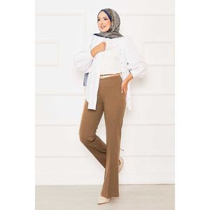 <span class=keywords><strong>Pantaloni</strong></span> da donna elasticizzati a vita alta, stile spagnolo a zampa, traspiranti, alla moda, colore latte, taglia XL, tinta unita, modello a matita - Product Image 1