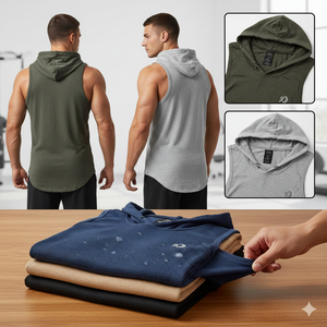 High Quality <b>Men</b> Gym Tank Top With Hood Breathable Fabric Elastic Fit Modern Athletic Design Ideal For Sports Gym Training Use - Product Image 1