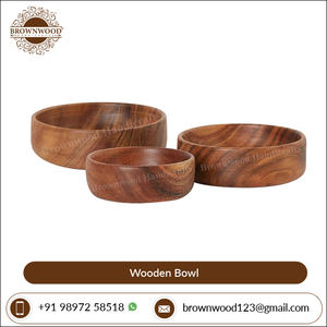 Juego de cuencos de madera de acacia hechos a mano de lujo, 3 colores Natural acabados en madera, suministros para restaurantes y hoteles, fabricante indio - Product Image 4
