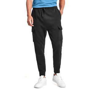 Pantalon de jogging uni pour hommes de qualité supérieure couleur noire pantalon de jogging en coton et polyester coupe ajustée pour hommes avec déchets élastiques - Product Image 5