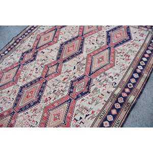 พรมตุรกีแบบดั้งเดิมพื้นที่ขนาดใหญ่ขนสีเบจสีแดง6.8x8.9ฟุตขนสัตว์แอบสแตรกต์มีลวดลายหนา10มม. สำหรับพรมห้องโถง - Product Image 5